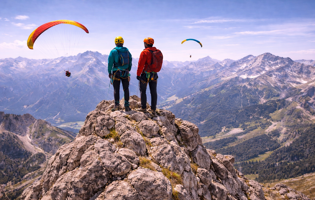 Paragliden en bergsport in de Alpen